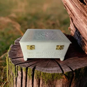 Luxury White Marble Jewelry Box – Handmade Storage for Rings & Trinkets