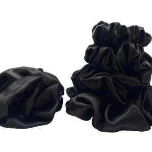 Midnight Rose – Matching Hair Set with Black Floral Claw Clip & Scrunchies (Set of 5)